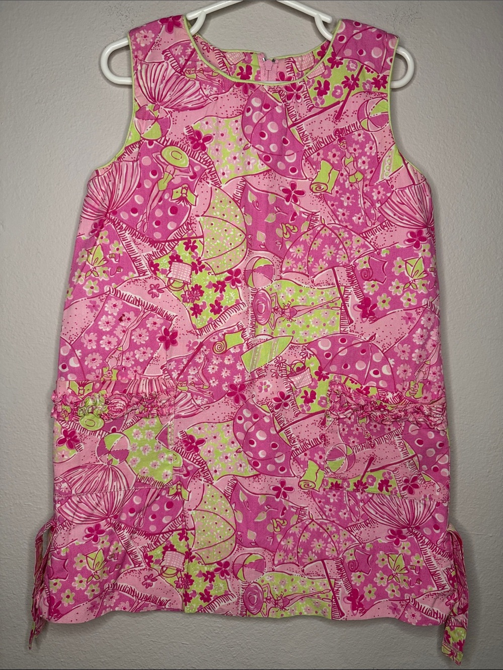 Lilly Pulitzer Girls "Under My Umbrella" Lace Shift Dress Size 6X - [401]